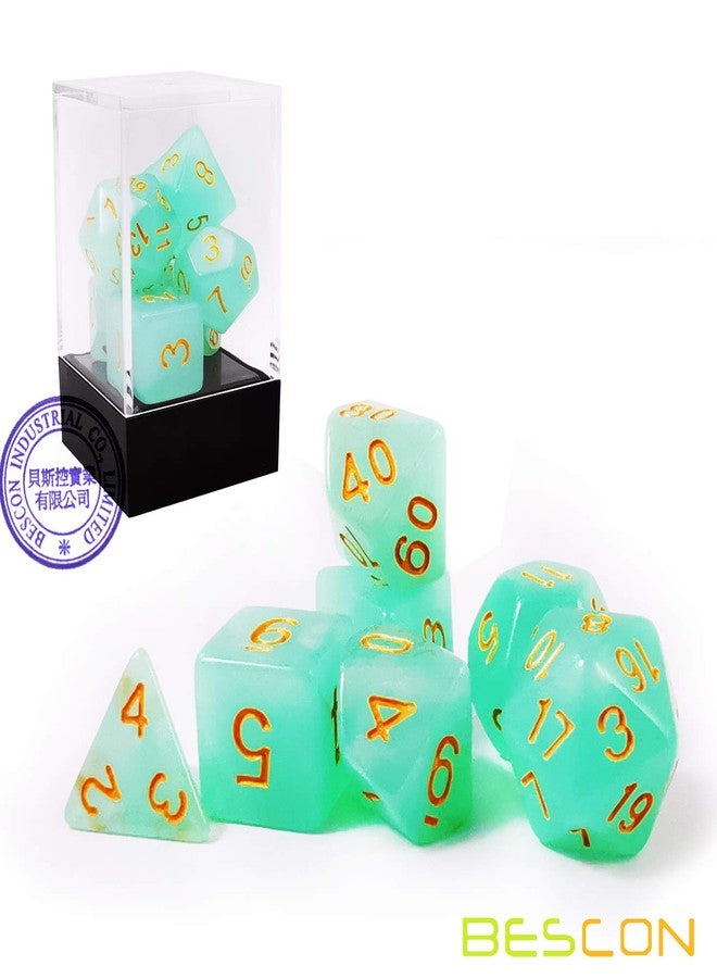 Bescon Moonstone Dice Set Jadeite, Bescon Polyhedral RPG Dice Set Moonstone Effect - Image 2